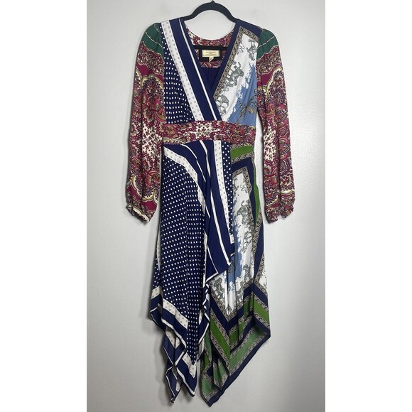 MOULINETTE SOEURS Istanbul Wrap Dress Size 2 Multicolor Festival Bohemian Anthro - Picture 2 of 11